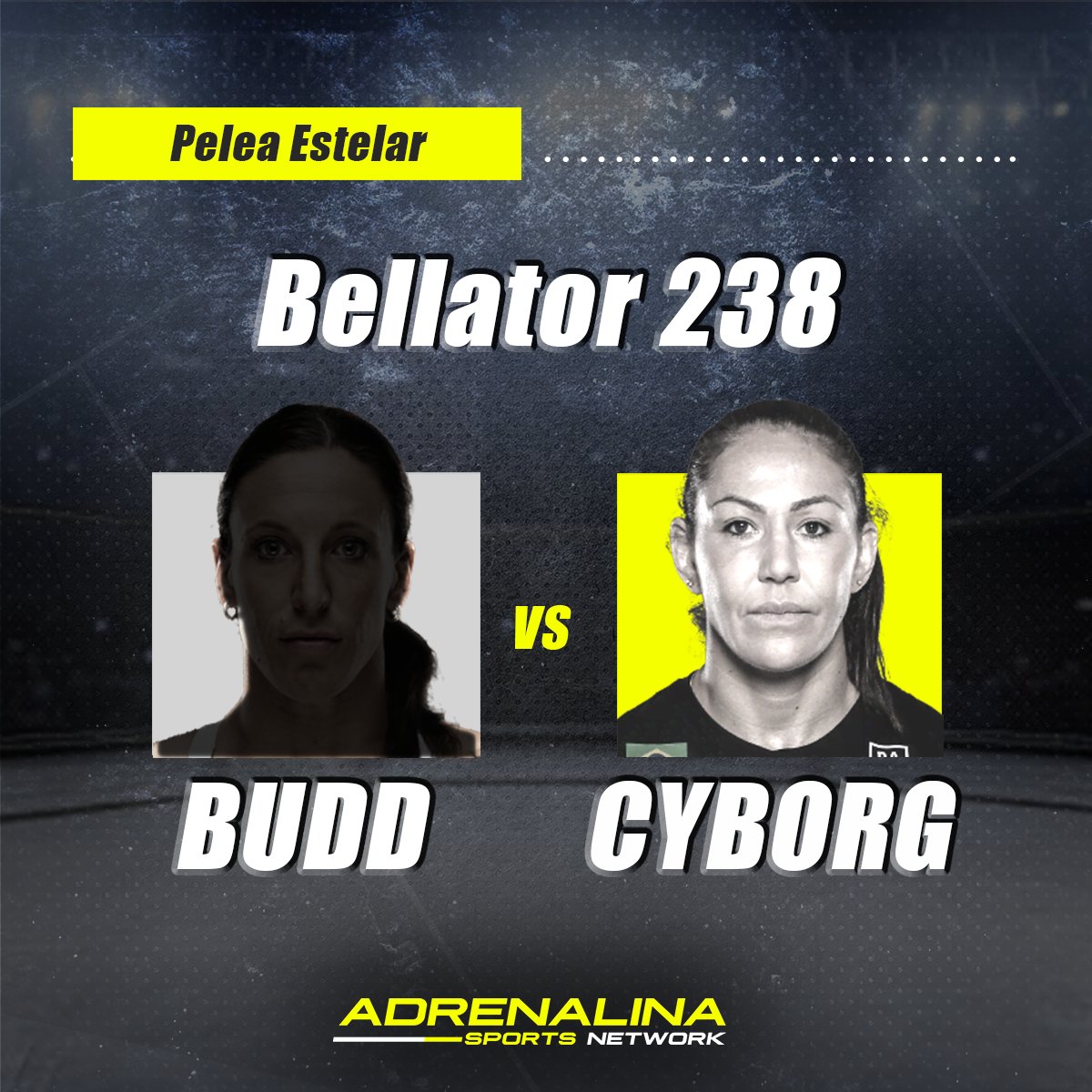 AdrenalinaSN's tweet photo. 🔴 #BellatorxASN último minuto
Termina pelea estelar Julia Budd vs Cris Cyborg
✅ Cyborg se queda con el título mundial peso pluma por KO en el cuarto asalto.
#BuddvsCyborg #Bellator238 card https://t.co/Egq0iVrH8U