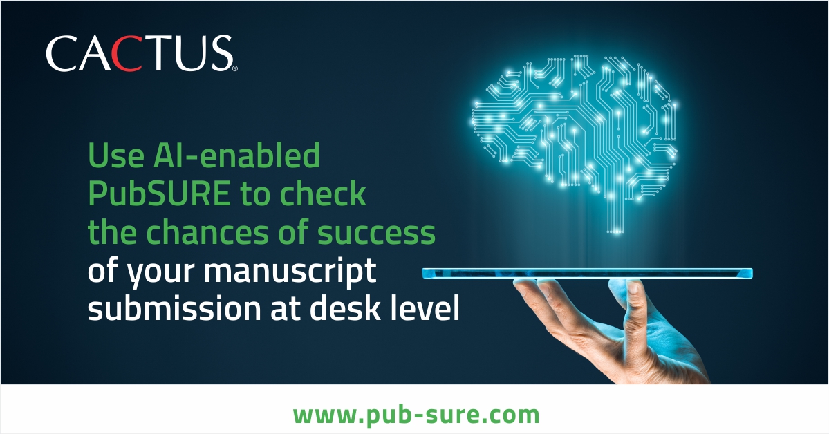 Cactusglobal's tweet photo. With our AI-enabled manuscript assessment platform - PubSURE, researchers can assess their manuscript’s submission readiness in no time. Check your manuscript today! Visit https://t.co/nJ8pjMQxu4.

#PubSURE #ResearchPaper #CactusCommunications https://t.co/SXKdTp9OFs