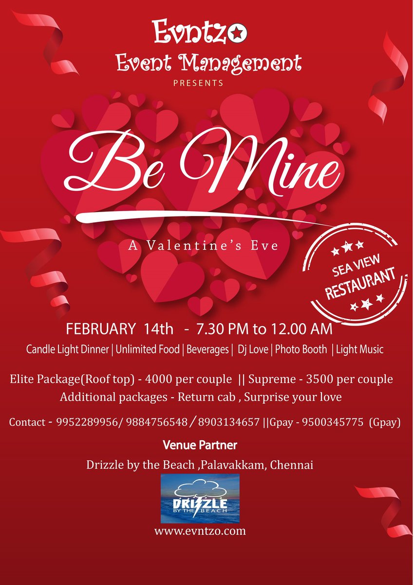 evntzo's tweet photo. From #evntzo to U!

Time to show #HeartEyes to your #love

Register for the most #romantic #valentine's eve on Feb 14 at a sea view restaurant and #surprise your love with a #candleLight ambience.

#bemine #mylove #valentines #selfiebooth #food #beverages #djlove #entertainment https://t.co/ydfyKR99sh