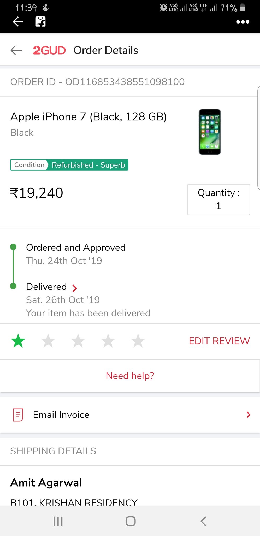 Amit Agarwal Flipkartsupport 2gud 2 Month Ago I Purchased Iphone 7 From 2gud Now The Phone Screen Come Out Its On And Its Fully Charged Battry Sometime Shows 0 And