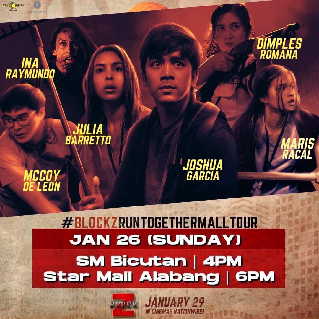 gidgetdc's tweet photo. Zama-zama tayo mamaya as the #BlockZ cast will once again invade the following malls this Zunday for the #BlockZRunTogetherMallTour! Z you there!🧟‍♀️🧟‍♂️ https://t.co/rJ8vNBDIZq