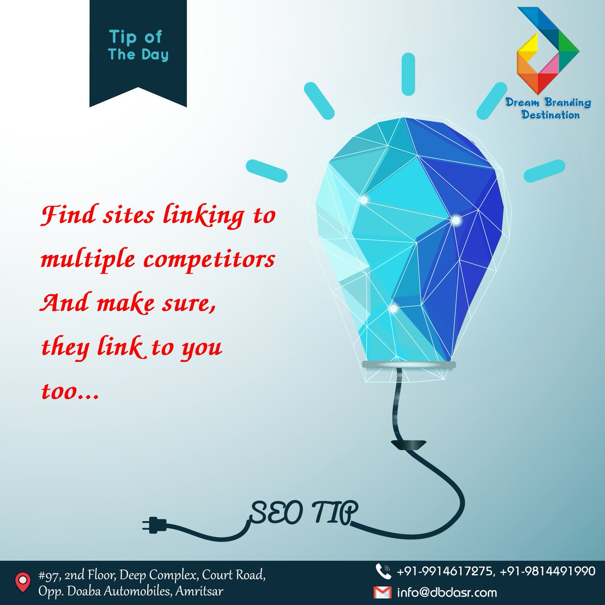dbdgroupco's tweet photo. Struggling to get quality #backlinks? Here's a #QuickTip to easily find #LinkBuilding opportunities
Need help generating #QualityBacklinks for your #website? Let's connect.
#backlinking #backlinkingstrategy #backlinkingtips #backlinkprofile #seotips #tipoftheday #seo #branding https://t.co/jZ3hRlkhw0