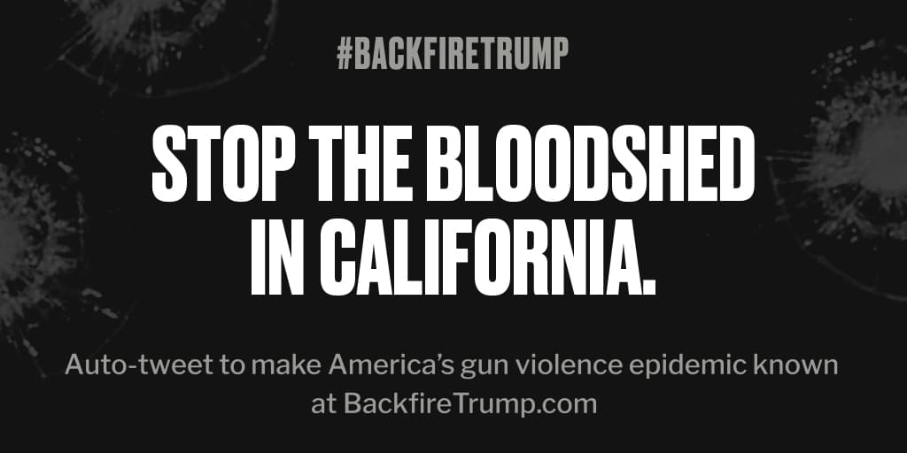 TSfromKY's tweet photo. Shooting in #California just took an American life. #POTUS, please do something. #BackfireTrump https://t.co/UQIVBD004b