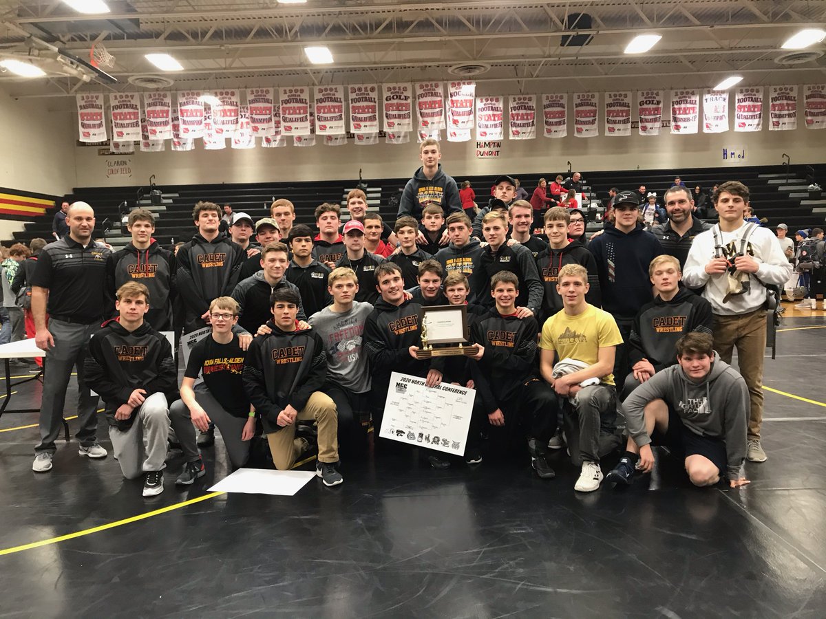 IfaWrestling's tweet photo. Couldn't be more proud of these guys and the effort they put on the mat today! It took all 38 guys on the team to get this done, not just the 14 that competed today. #NCCchamps #IFACadetpride https://t.co/jEDWV0vQgr