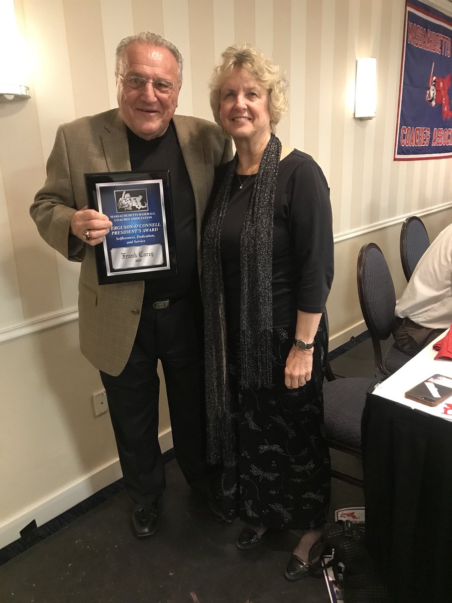 Mass. Baseball Coaches Association <a href="/MassBCA/">MBCA</a> bestows its highest honor the Ferguson -O’Connell Award to legendary former NoReading coach Frank Carey for Distinguished Service @BostonHeraldHS