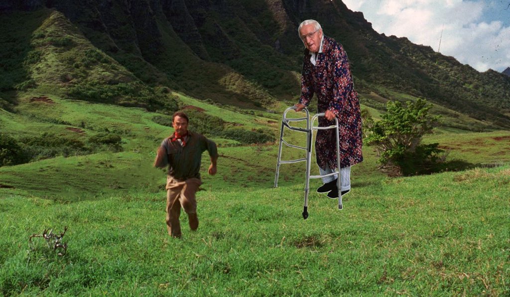 Janimal439's tweet photo. Geriatric Park 

#RuinAMovieWithOneWord
@jimmyfallon https://t.co/wP8fN2tPGG