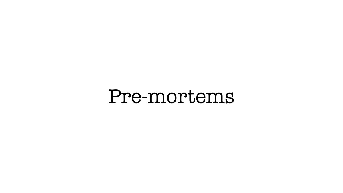 In this thread, we’ll look at the “what” and “how” of pre-mortems, along with a novel technique of using “Tigers”, “Paper Tigers”, and “Elephants” to run effective pre-mortems.