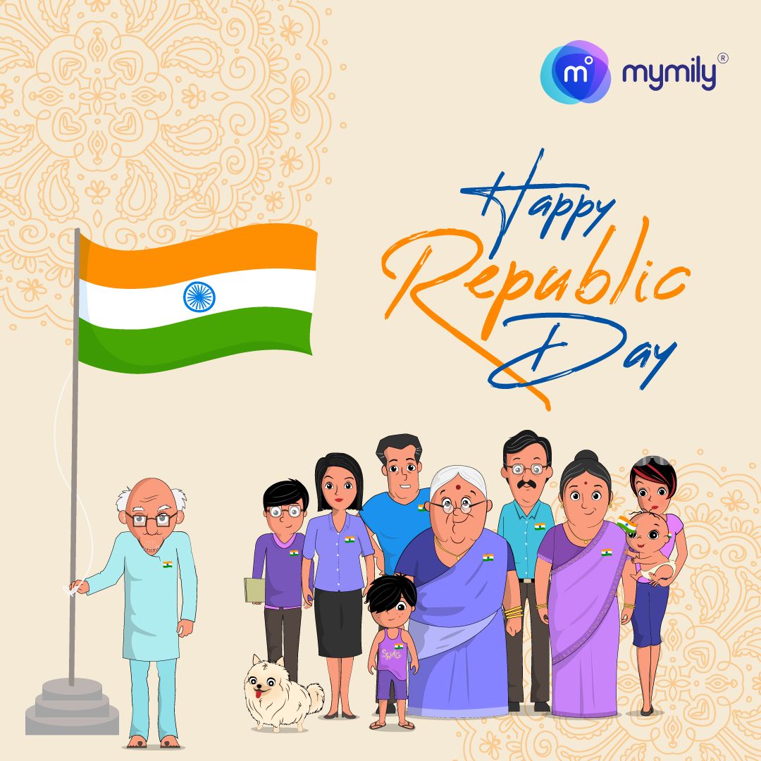 mymilyApp's tweet photo. mymily wishes everyone Happy Republic Day. 

#republicday #Republicday #family #mymily #india https://t.co/F97neZ7wsI