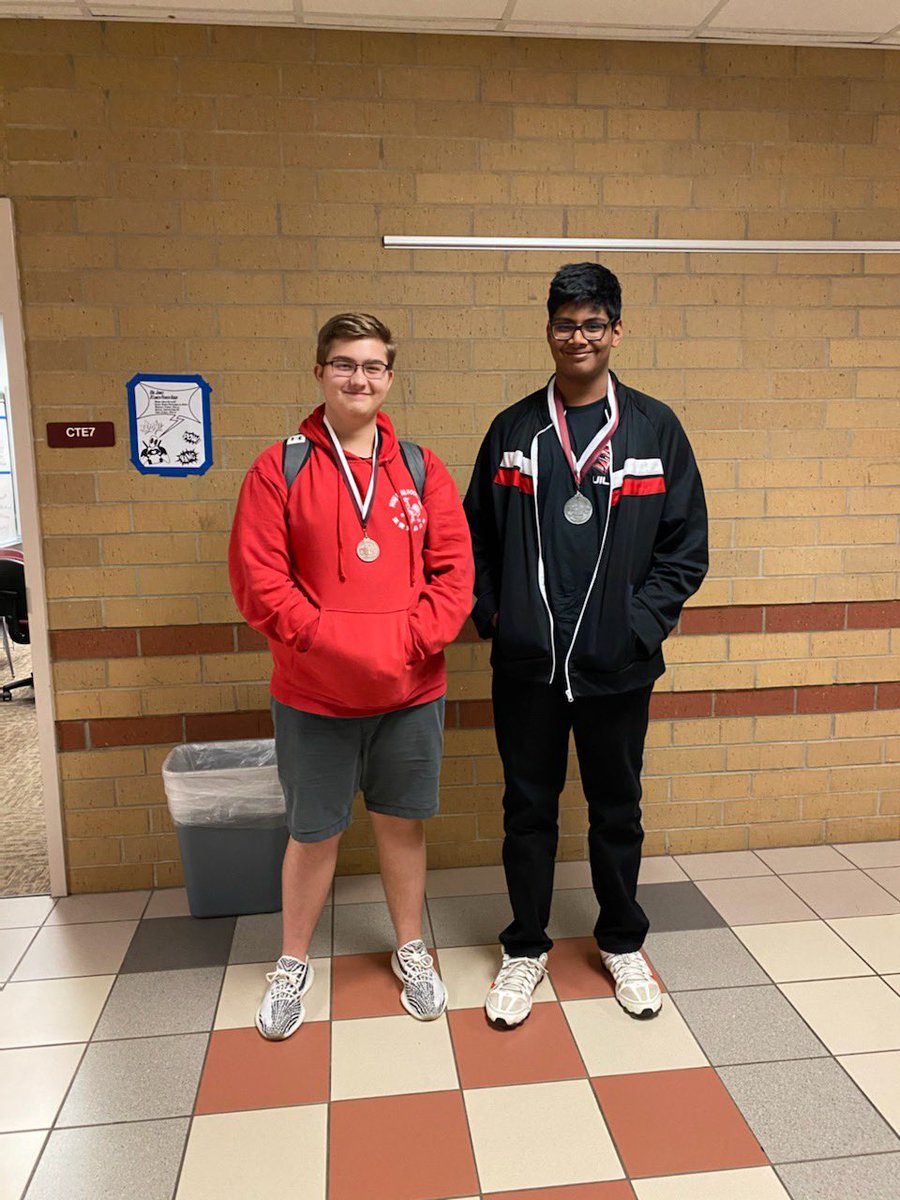 TLUILAcademics's tweet photo. More results incoming! Congratulations to Rahul Myana and Henry Jones for placing in Computer Science. Rahul placed 2nd and Henry placed 6th! @TLRedRaiders @EastTexCraw https://t.co/d19TUaqFXw