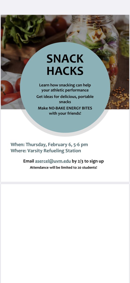 CatamountRefuel's tweet image. Hey Catamounts! Stop by the Catamount Refueling Station to learn a few new snack hacks to maximize your athletic performance! #letssnackitup #snackhack #uvmcatamounts