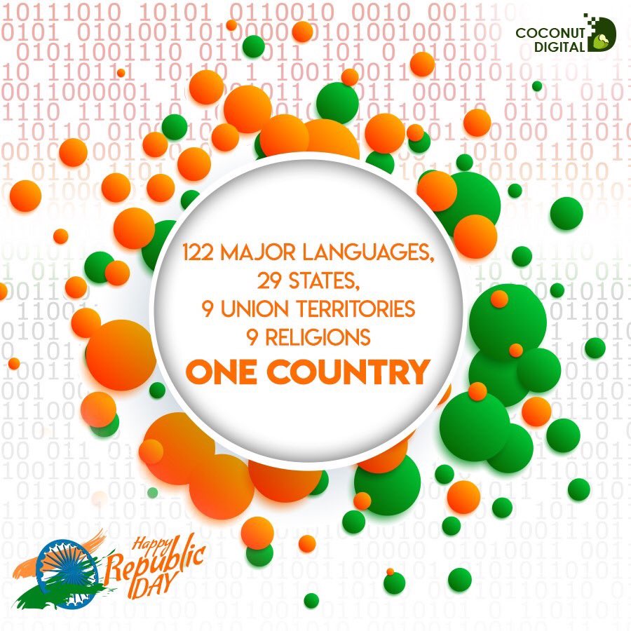 CoconutDigi's tweet photo. As a nation, we take pride in our beautiful diversity. Coconut Digital wishes you a Happy Republic Day.

#CoconutDigital #HappyRepublicDay #RepublicDay2020 #RepublicDayIndia https://t.co/NhDPwi2n5p
