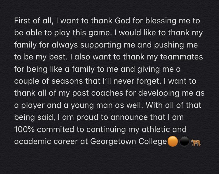 BraydenPack3's tweet photo. Proud to say I am committing to @gtown_football. Thank you to @GC_CoachCronin and @Coach_Caba for this amazing opportunity to play for a great program. #GoTigers https://t.co/6okHbjbVmk