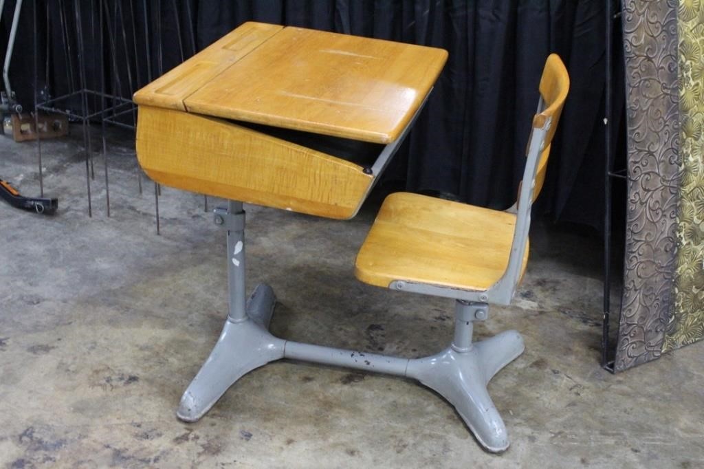 Atc Auction Co On Twitter Antique School Desk Chair Great