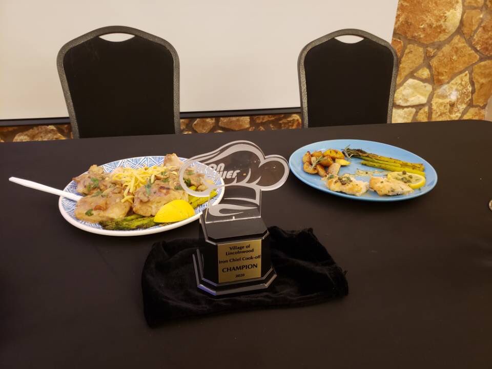 LincolnwoodPD's tweet photo. The secret ingredient was chicken! Winner winner chicken dinner! We are proud to announce the Lincolnwood Police Department reigned supreme over the Fire Department! With our Chicken Marsala dish with pasta, and asparagus. #IronChief #LincolnwoodPolice https://t.co/wQtNd0084b