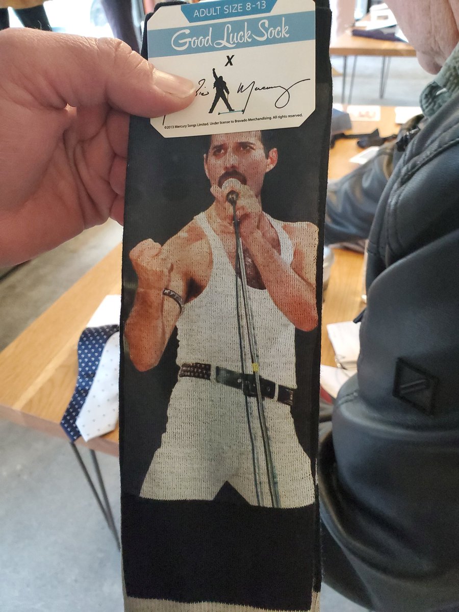Went suit shopping today <a href="/ephApparel/">Eph Apparel</a>, got a suit figured out...but these socks are killer and I may have to hike up my pant legs a few times. #suit #FreddieMercury #QUEEN #18buckswellspent