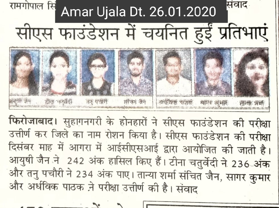 SarvodayaE's tweet photo. Again Historical performance by #Sarvodians.
Total 7 Selections in CS Fou. Dec 2019.
1. Ayushi Jain ( 248 Marks)
2. Teena chaturvedi
3. Tanu Pachaori
4. Samyak Jain
5. Sagar
6. Ardvik pathak
7. Tanya Gautam
Warmest congratulations on your achievement.
#SGE
#CS_Foundation https://t.co/CwwXYQUEkG