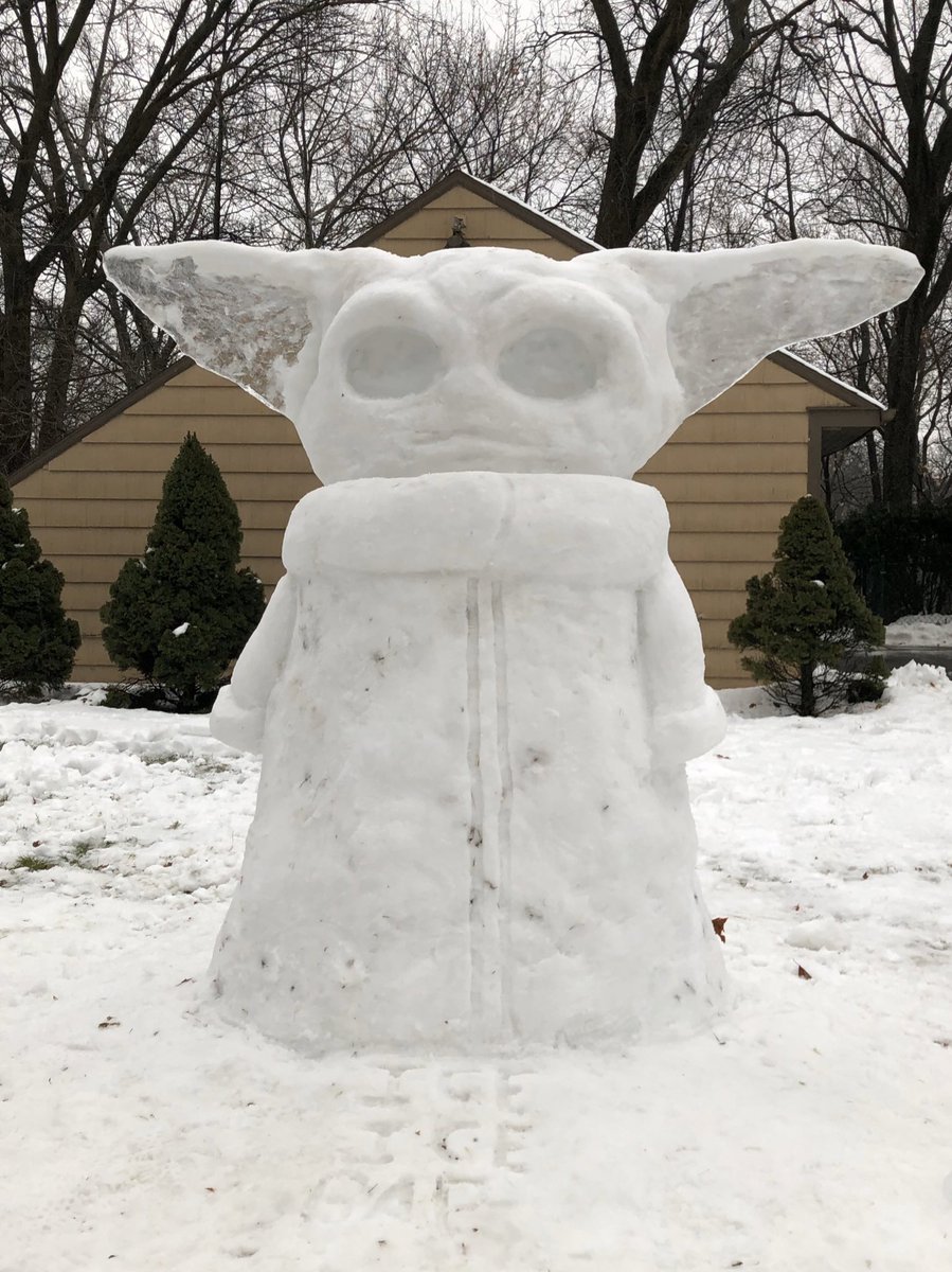 robthielke's tweet image. My son and his friends outdid themselves on latest snow creation #BabyYoda #Wauwatosa