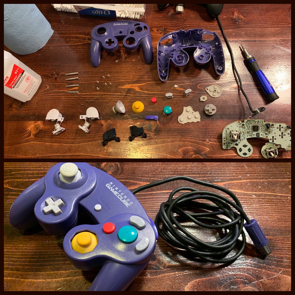 D1STYNCT's tweet photo. A foul-smelling GameCube controller that was part of a lot I picked up off of Craigslist a while back. A little bit of love and it's back in fighting shape https://t.co/dfrvkrjHzt