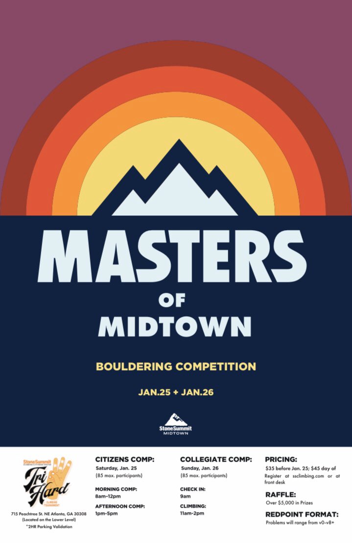 ssclimbing's tweet photo. Today was a stellar day of competing! Head to https://t.co/tWpEdLf8oV to find all scoring from todayโs comp! ๐๐ป
__
#stonesummitclimbing #mastersofmidtown #stonesummit #stonesummitfit #stonesummitcomp #competition #rockclimbing #trihardtournament #trihard2020 https://t.co/CtkYR4uaP5