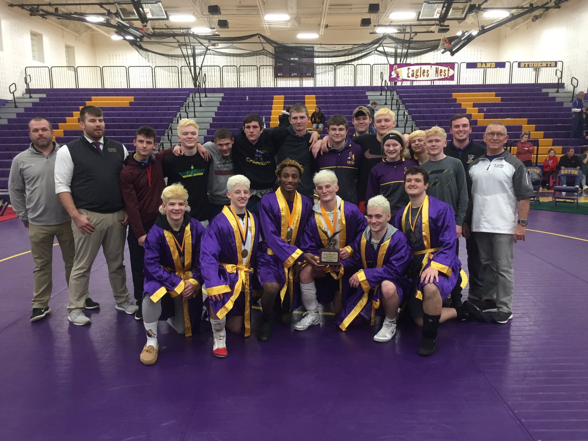 EatonEaglesHS's tweet photo. Congratulations to the wrestling team for finishing FIRST at the Eaton Invite. https://t.co/uywDfTT2Yv