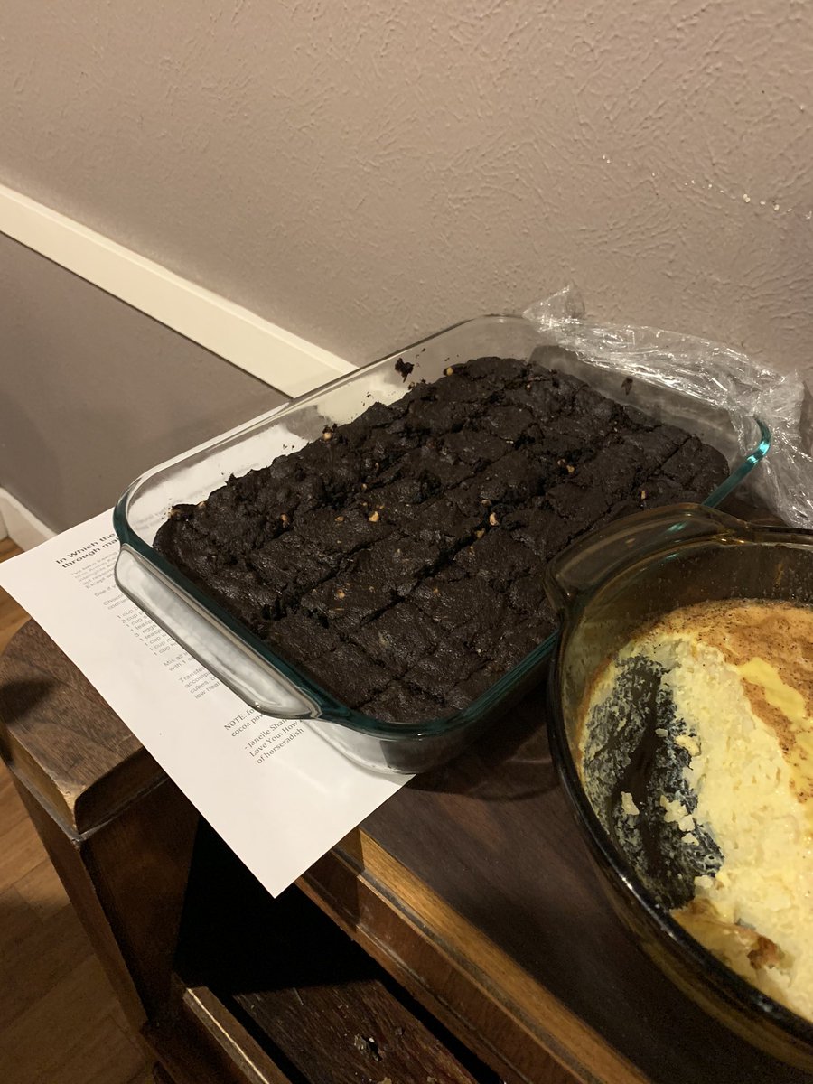 Brownies on top of a recipe sheet
