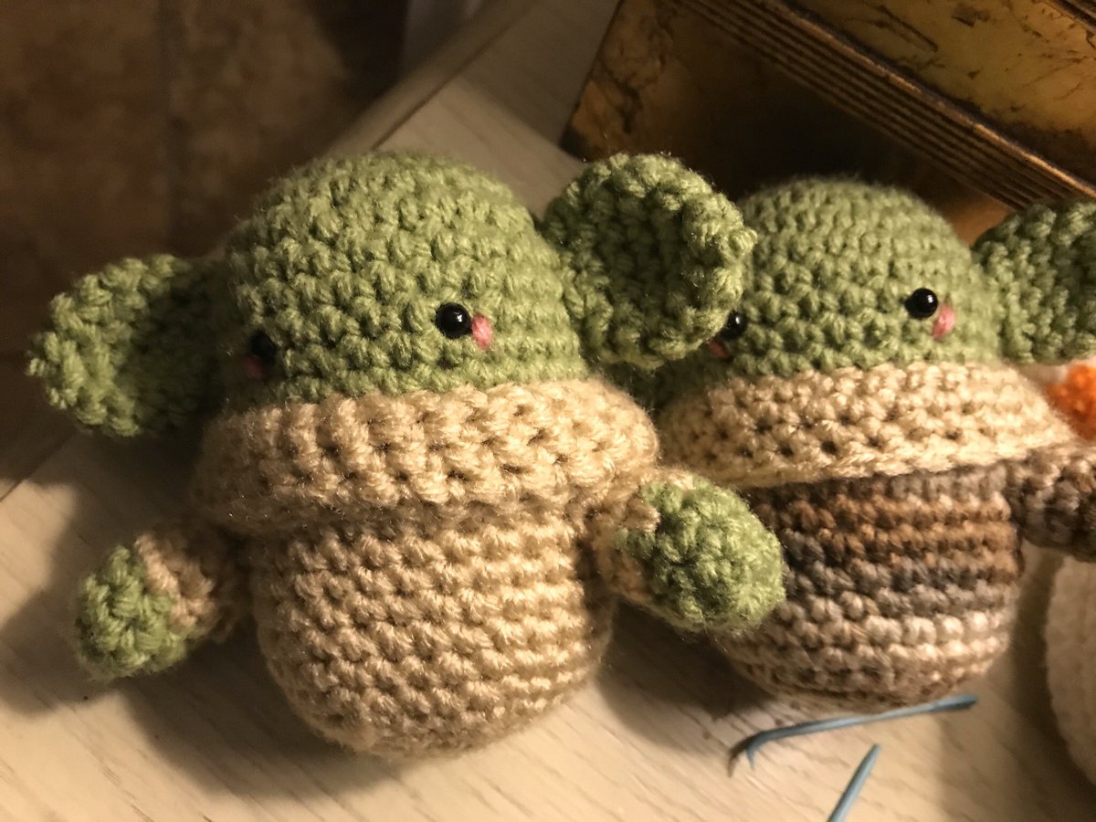 interlacing_web's tweet image. Two more #BabyYoda dolls on their way to their new homes! #Amigurumi #crochet #crafting