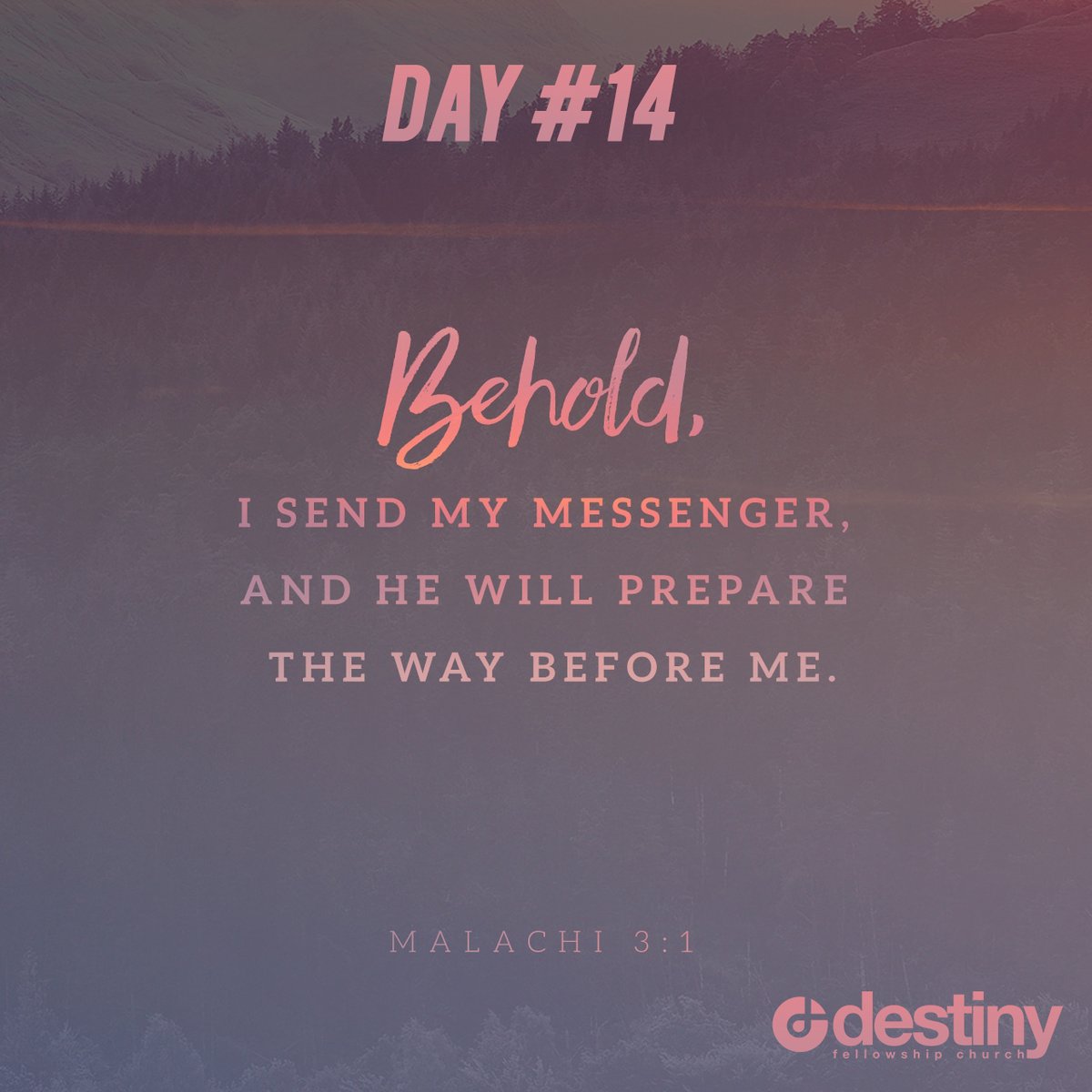 dfc_church's tweet photo. Day 14 of 21
The Lord sends Messengers to prepare.
The Lord comes after the messengers bring the message!
PRAYER:
Lord help me to receive your messengers as you follow your message!
#fastprayer #destinyfellowship #messenger #message https://t.co/ykYJlpue8p