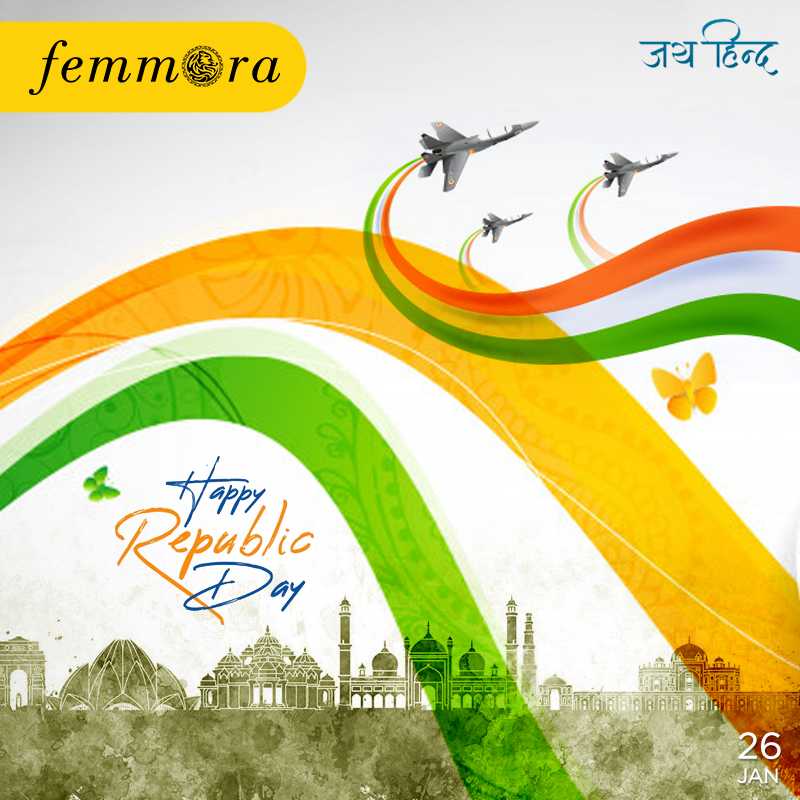 FemmoraOfficial's tweet photo. The Change that you want to see in the country, is going to begin with you!!
Happy Republic Day!
#26thJanuary #republicday #iloveindia #proudindian #indian #freedom #celebratetoday #changetowardsthegood #wearFemmora https://t.co/p2DRidvWJA
