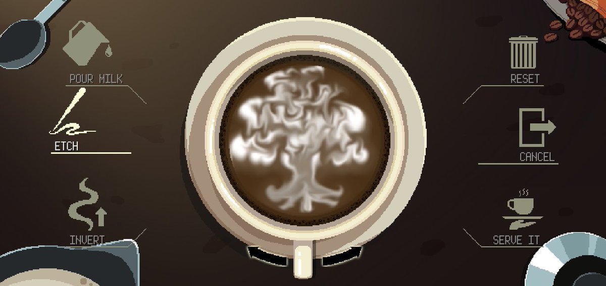 caesiusarie's tweet photo. More latte art in Coffee Talk! @coffeetalk_game #coffeetalk #latteart https://t.co/wwDWrN9MXK