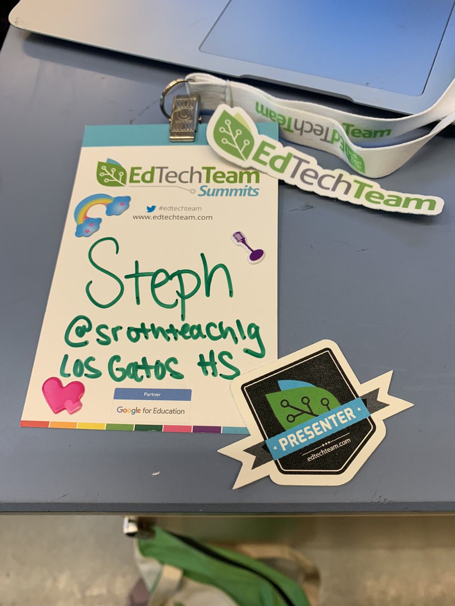 StephRothEDU's tweet photo. These stickers make me so happy. Excited to add the @edtechteam and presenter stickers to my computer collection. Enjoyed presenting on #GoogleSlides and @GoogleForEdu Level 1 &amp; 2. #napasummit2020 https://t.co/yUysjnlseY