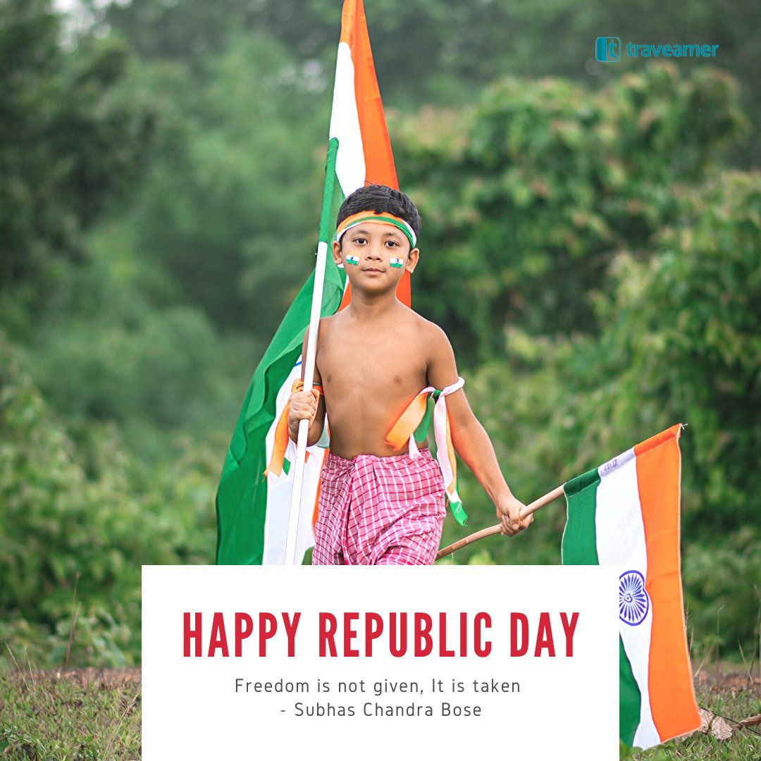 traveamer's tweet photo. Freedom is not given its taken. - Subhas Chandra Shekhar. 
Wish you all a happy Republic Day. 
#RepublicDay2020 #RepublicDay #ProudlyIndian #RepublicDayParade2020 #RepublicDayParade https://t.co/lrf3DXYNhm