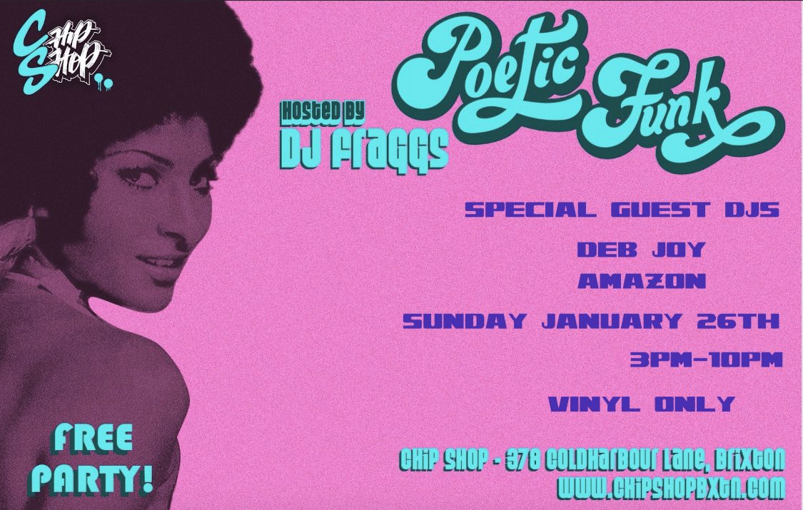 THE BEST FUNK PARTY IN LDN .. @dj.fraggs & friends ... Trust me this party goes OFF !!!!! #poeticfunk #funk #boogie #vibez #sunday #brixton #chipshopbxtn