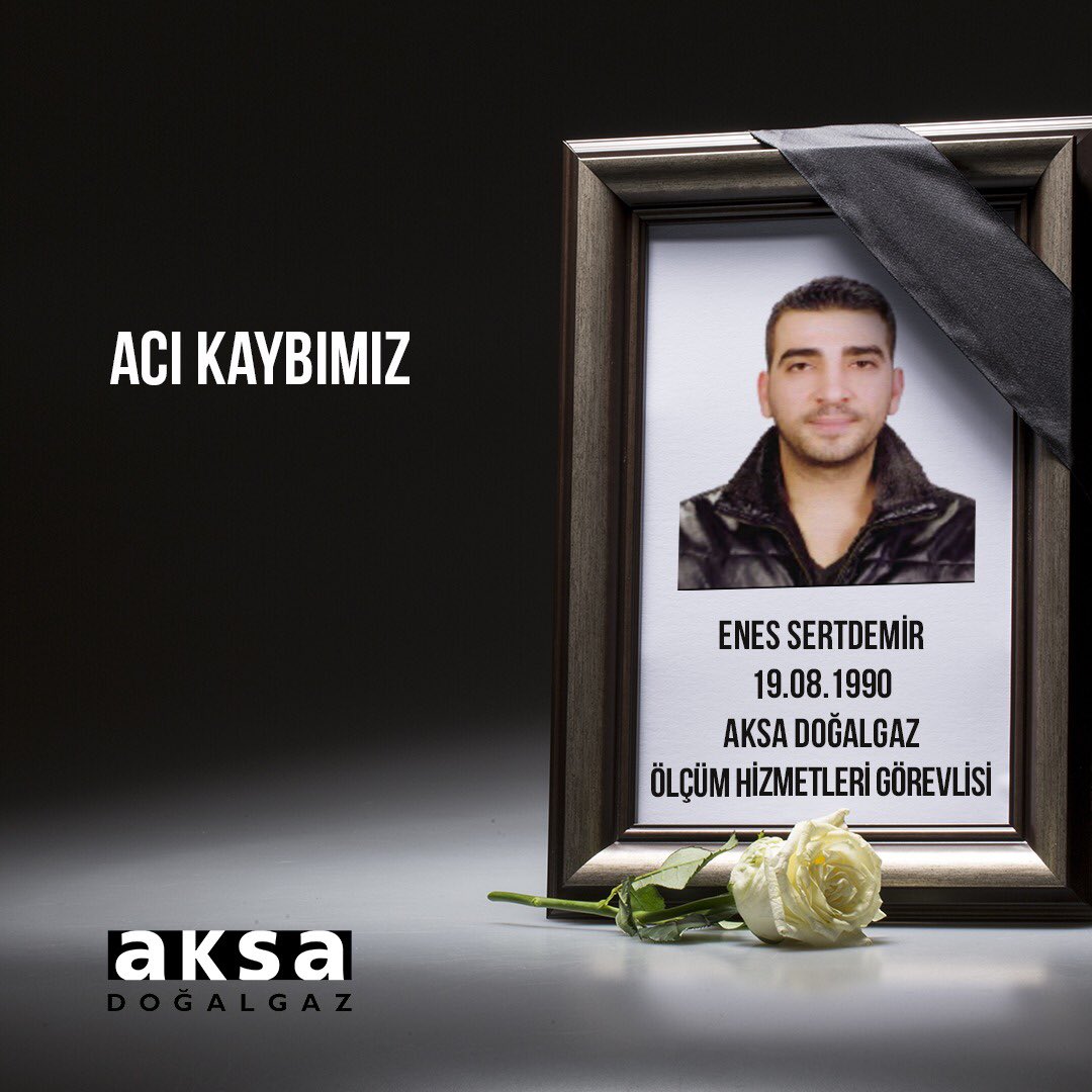 Önceki gün yaşanan depremde göçük altında kalan Aksa Elazığ Doğal Gaz ölçüm hizmetleri görevlisi çalışma arkadaşımız Enes Sertdemir ve kıymetli eşi Berna Sertdemir'i kaybetmiş bulunuyoruz. Ailesine ve sevenlerine başsağlığı diliyorum. Enerji sektörümüzün başı sağolsun.