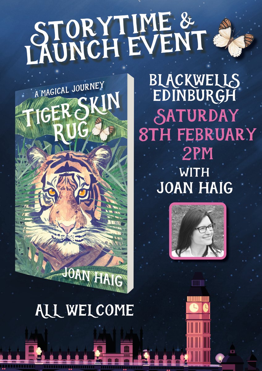 Roll up, roll up! The truly magical Tiger Skin Rug by @joan_md_haig will have its first Storytime and Launch event <a href="/BlackwellEdin/">Blackwell's Edinburgh</a> on Saturday 8th February at 2pm - we hope to see you there! Please share :D