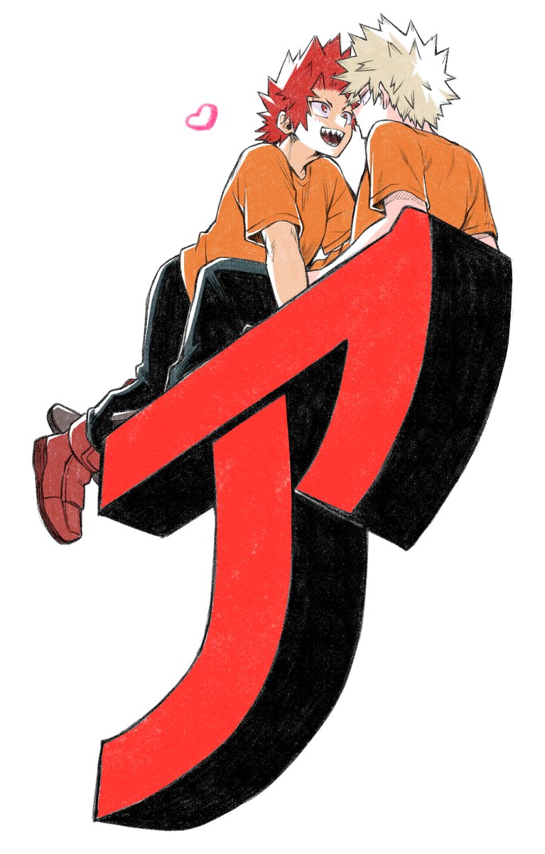 bakugou katsuki spiked hair male focus 2boys multiple boys blonde hair orange shirt shirt  illustration images