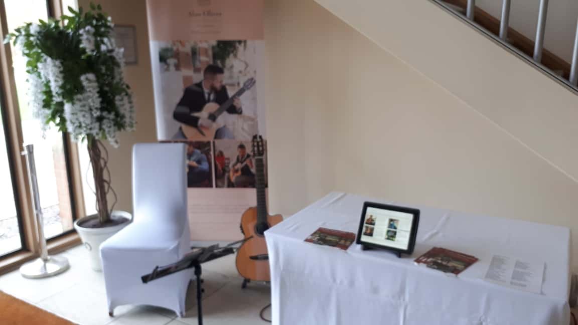 Alanoguitarist's tweet photo. All set up at Hampton court palace golf club for the wedding showcase https://t.co/Cgo4Idg82R