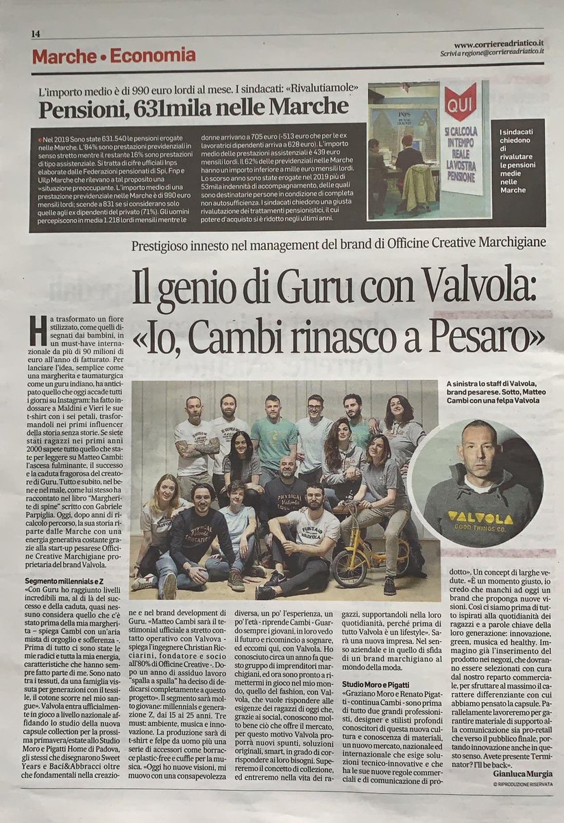 Nuove sfide in campo con la StartUp della <a href="/RegioneMarcheIT/">Regione Marche</a> #valvola <a href="/CorriereAdriati/">Corriere Adriatico</a> <a href="/MatteoCambi_/">Matteo Cambi</a> #fashion #moda #Millenials #generazionez <a href="/comunepesaro/">Comune di Pesaro</a>