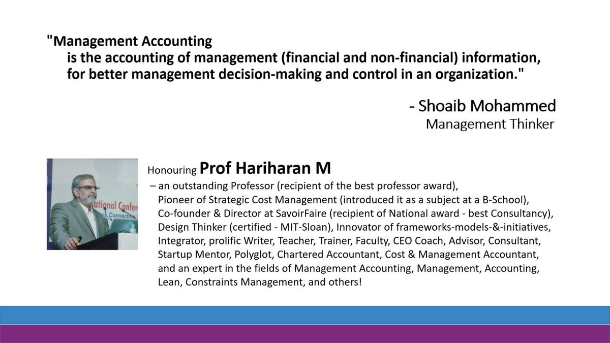 FurpleCS's tweet photo. Honouring Prof Hariharan M – an outstanding Professor, Pioneer of Strategic Cost Management, Co-founder &amp; Director at SavoirFaire, Design Thinker, &amp; Innovator.

#ManagementAccounting #Management #Accounting #Professor #ManagementThinker #ShoaibMohammed https://t.co/7eZRNhZXzk