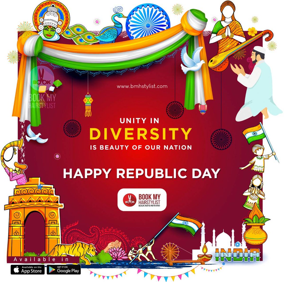 BMHStylist's tweet photo. குடியரசு தின நல்வாழ்த்துக்கள் 🇮🇳

#RepublicDay #RepublicDay2020 #HappyRepublicDay #BookMyHairStylist 

Learn more @ https://t.co/kXXStwsdL8 
and Download @ https://t.co/WDbSnT8owh https://t.co/LEwHm1dS8b