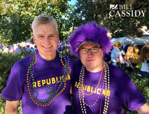 m_tisserand's tweet photo. So @BillCassidy just led some umbrella and hanky monstrosity he called a second line in some sad D.C. hallway ... which means it's time to once more revisit the time he photoshopped Mardi Gras beads around his neck and #beadgate was born. https://t.co/5aCjZ9JjhE