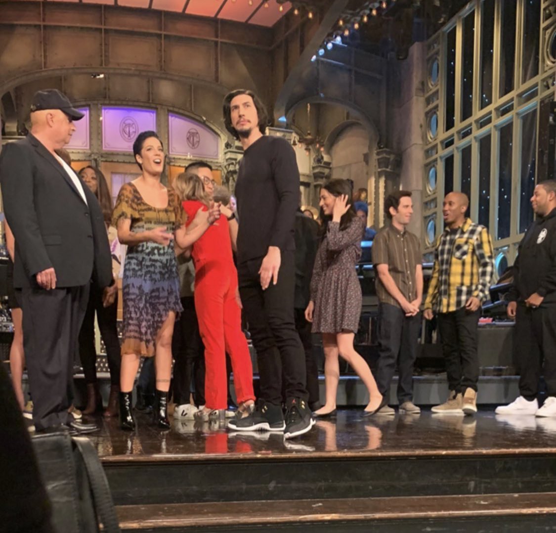 Closer pic of #AdamDriver and Halsey at #SNL dress rehearsal *cr: jshenk15