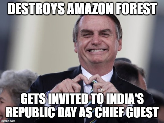 ClimateFrog's tweet photo. Considering we're destroying #Hasdeo in #chhattisgarh, #aravali #WesternGhats #Talabira, not sure if we needed another one adding to our list. #GoBackBolsonaro #NotWelcomeInIndia. You've ravaged rainforests, habitat of indigenous people. https://t.co/5Ev1CMz4Iy