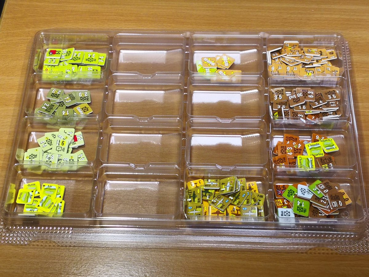 DSSSM00's tweet image. OCS『Burma II』の連合軍のユニットを切りました。日本軍のユニットはまた後日……。

#MultiManPub #ウォーゲーム #ボードゲーム #WW2