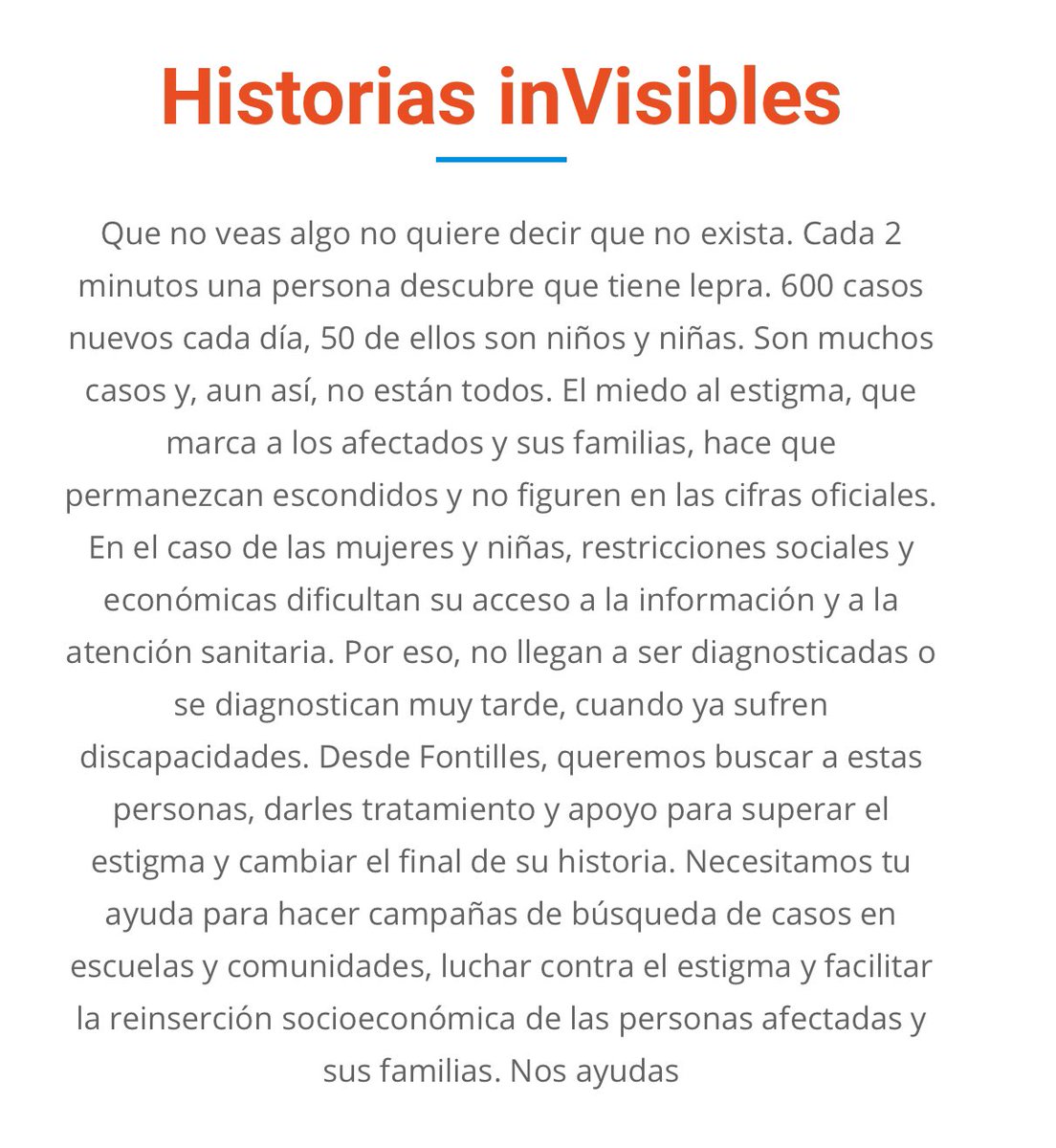 NoInvisibles's tweet photo. Hoy último domingo d enero #DiaMundialcontralaLepra #WorldLeprosyDay, …y se siguen dando 600 nuevos casos de #Lepra al día.
@fontilles da a conocer ejemplos de superación, que ellos llaman “historias inVisibles”
#cerolepra #ceroestigma #cerodiscriminación
https://t.co/jEdRsLviMy https://t.co/1eOvgDRYtH