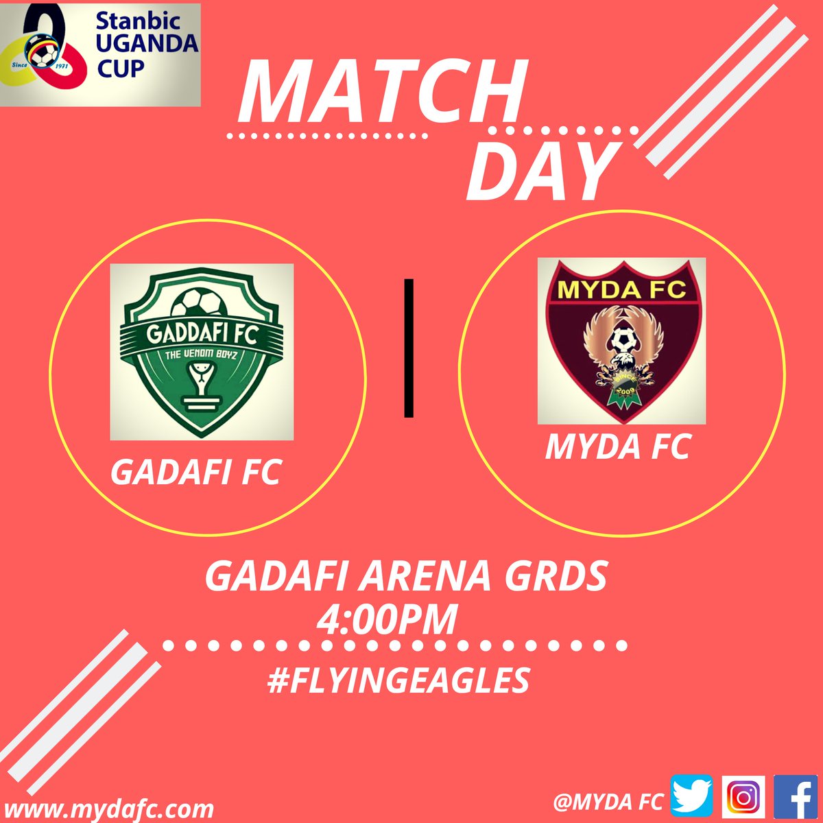 MikaAndrew0's tweet photo. #Matchday
🏆#StanbicUgandaCup
⚽GADAFI FC Vs @MYDA_FC
🏟️GADAFI ARENA GRDS
⏰ 4:00PM
#mydafc
#ammyda
#flyingeagles @CephasTendereza @FUFABigLeague @lilyanz4 @RoxbaryJ @OjuraAmosFlash1 @jackofficial89 @f00tball256 @jkwasikye @OfficialFUFA @stanbicug https://t.co/bvWtpdddTk