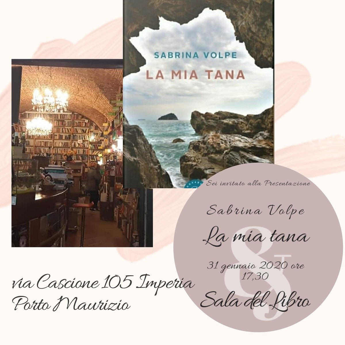 SabrinaVolpe9's tweet photo. Vi aspetto venerdì 31 gennaio alle ore 17,30 ad Imperia, alla libreria Sala del Libro!!
#presentazionelibro #lamiatana
#Imperia #saladellibro #libri #libridasottolineare #books https://t.co/tqrXoTPhr7