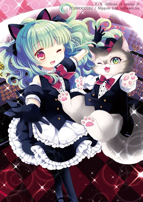1/23発売のZ/X 異姫夢装編「神秘への道標」にてチョコレートショップの店員さんをしているニーナ&メインクーンのイラストを描かせていただきました!キャラデザとても可愛くて緊張しつつも楽しく描かせていただきました～!よろしくお願いいたします。

https://t.co/pBxCFEG8VE #ZX_TCG 