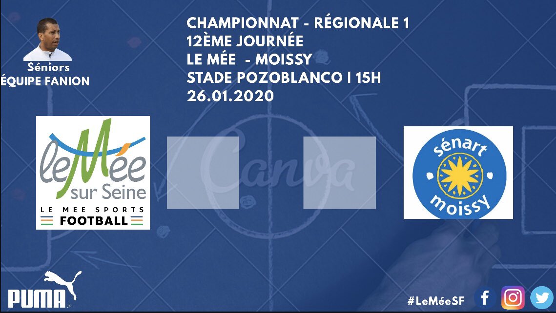🚨 PREMIER RENDEZ-VOUS À DOMICILE POUR CETTE NOUVELLE ANNÉE 2020 🚨

➡️ Équipe fanion 
👤 Abdou 
🆚 Sénart-Moissy 
🗓 Ce dimanche 26 janvier 
⏰ 15H
🏟 Stade Pozoblanco du Mée-sur-Seine

#LeMéeSF