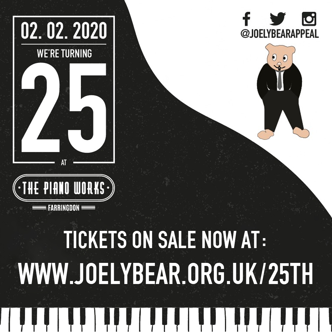 We are delighted to announce that <a href="/GiveBloodNHS/">Give Blood NHS 🩸🩹</a> choir <a href="/bpositivechoir/">B Positive Choir 🎙</a> will be joining us next week at <a href="/ThePianoWorksFA/">The Piano Works Farringdon</a> to celebrate our 25th anniversary! Tickets available at JoelyBear.org.uk/25th - mailchi.mp/9e040dbd775a/j…