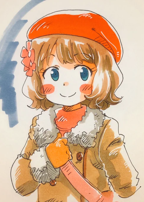 今日の桃子ちゃんセンパイ。のラクガキ。冬服センパイ。 